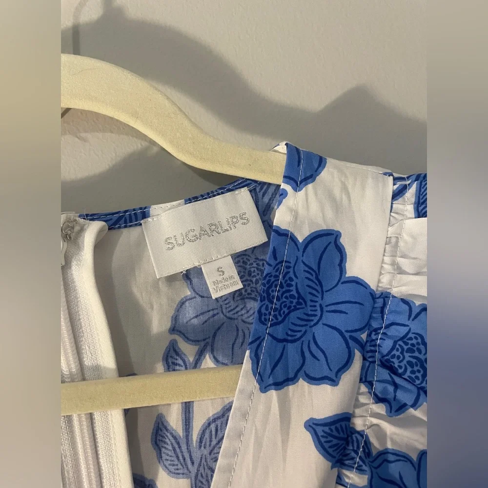 NWOT SUGARLIPS Floral Fairness Poplin Surplice Midi Dress SZ S - Picture 7 of 7